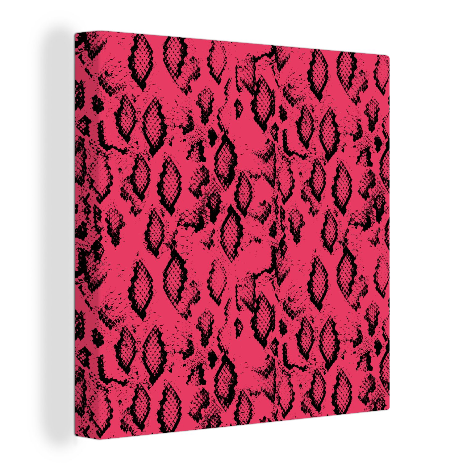 OneMillionCanvasses® Leinwandbild Schlangendruck - Tiere - Rosa, (1 St), Leinwand Bilder für Wohnzimmer Schlafzimmer
