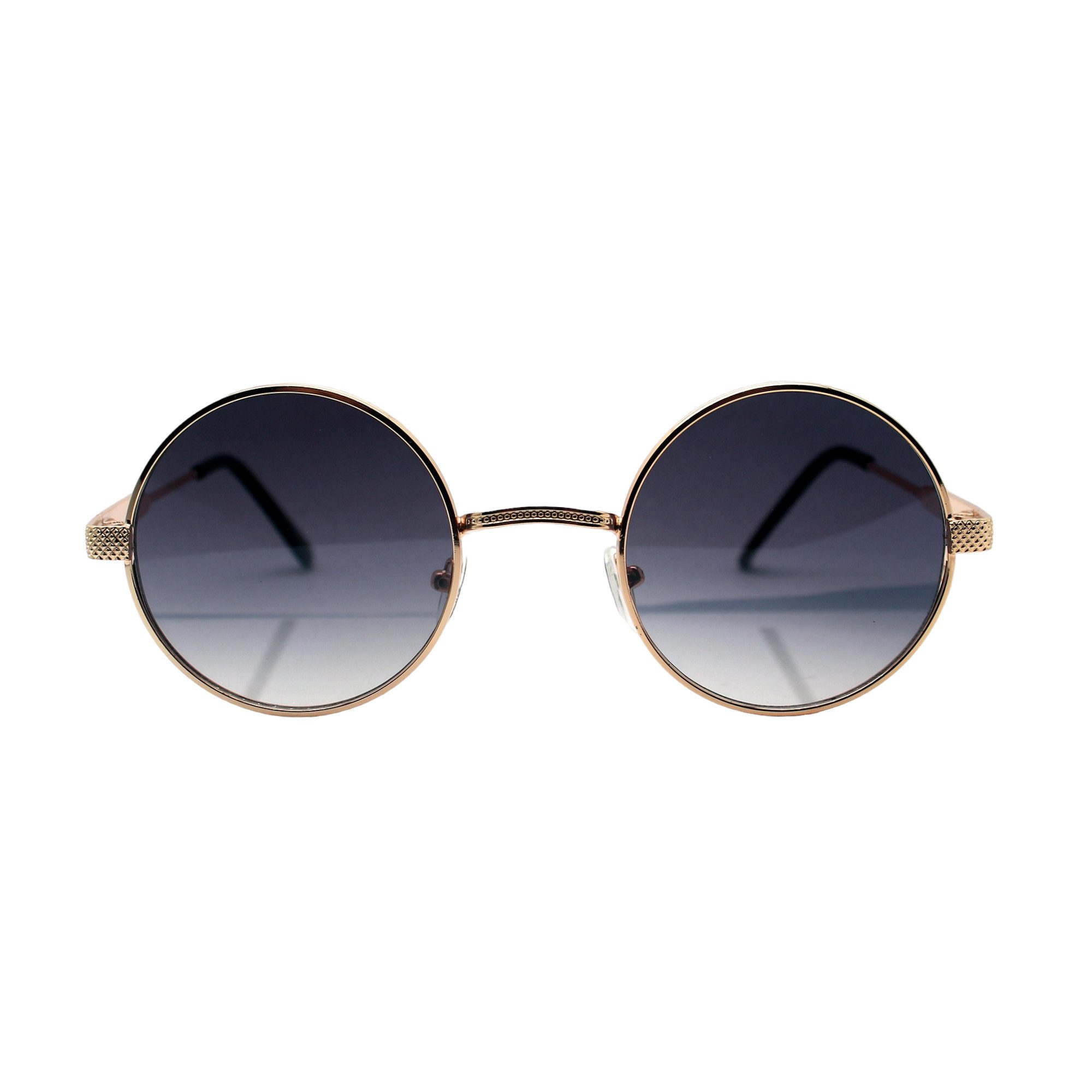 Vaccari-design Sonnenbrille (1x Runde Hippie Festival Brille mit Brillenbeutel) Nickelbrille in Schwarz oder Gold mit Getönten Gläsern