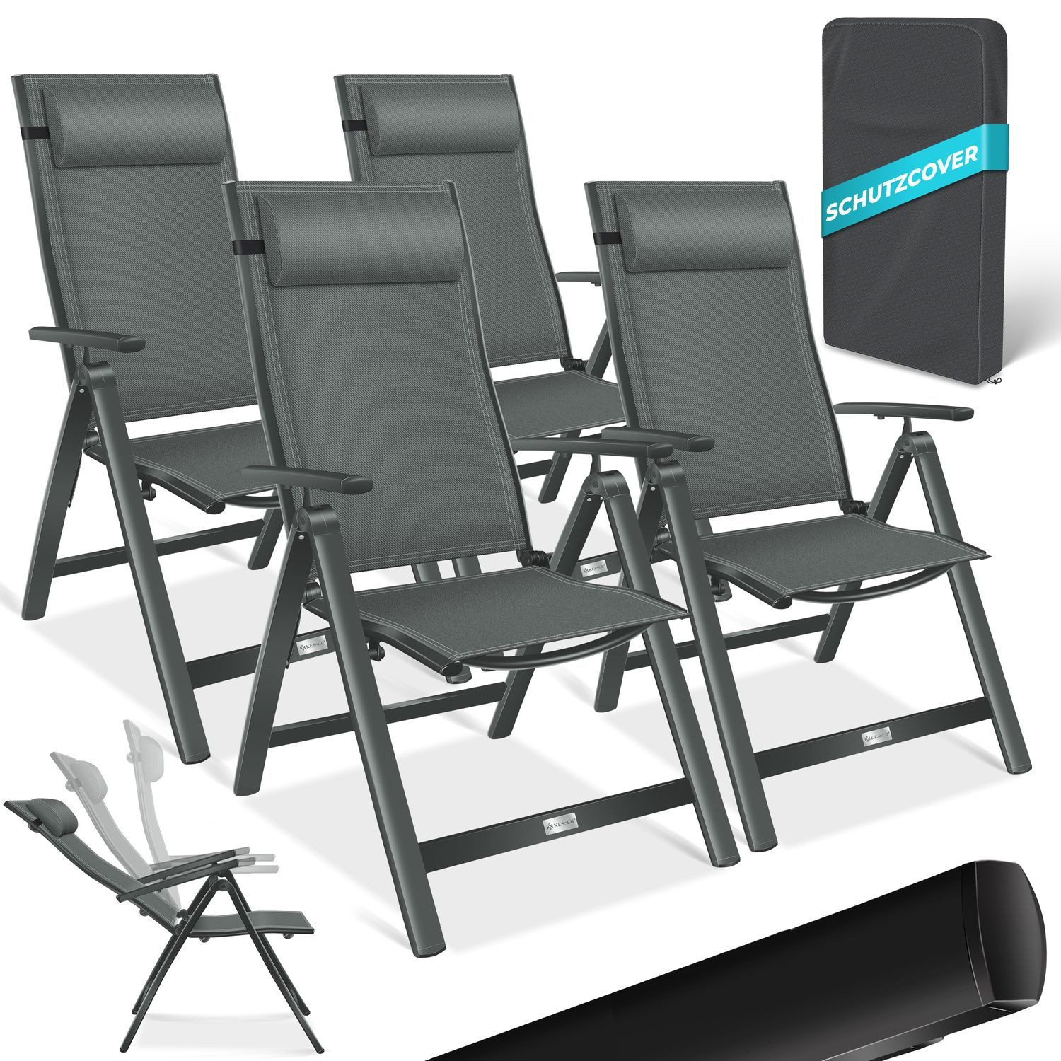 KESSER Gartenstuhl (4 St), Hochlehner mit Armlehnen Aluminium Klappstuhl günstig online kaufen