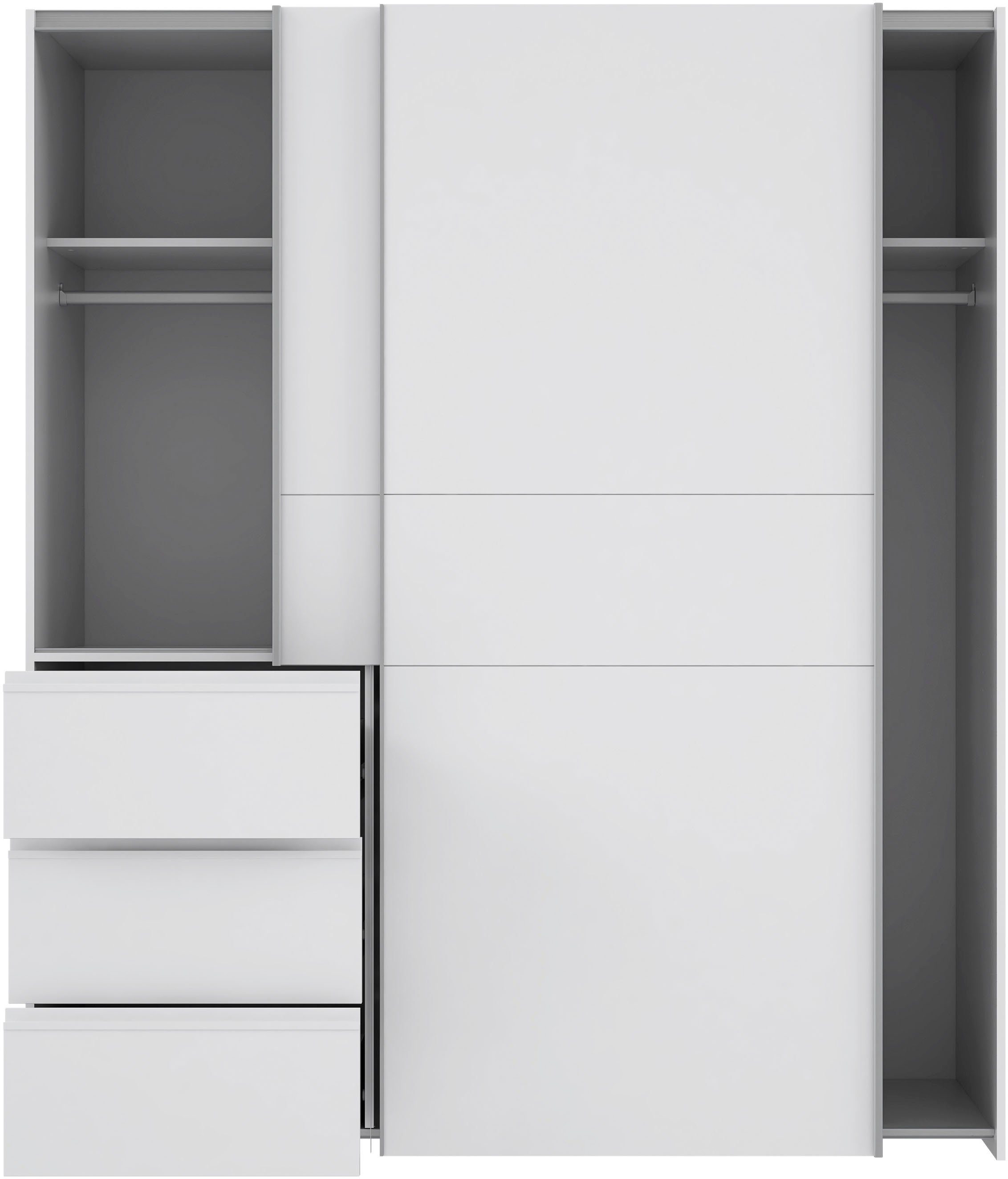 FORTE Schwebetürenschrank Winn, Schiebetürenschrank mit 3 Schubladen, Made in Europe (In 2 Größen erhältlich - B/H/T ca. 170x200,5x61cm und 200x200,5x61cm) vers – Bild 4 von 5