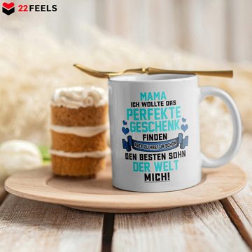 22Feels Tasse Mama Geschenk Muttertag von Sohn Mutter Geburtstag Kaffeetasse Frauen, Keramik, Made in Germany, Spülmaschinenfest