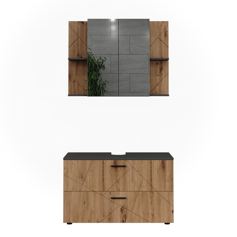 Vicco Badmöbel-Set Irma, Anthrazit/Artisan, 2 Teile, günstig online kaufen