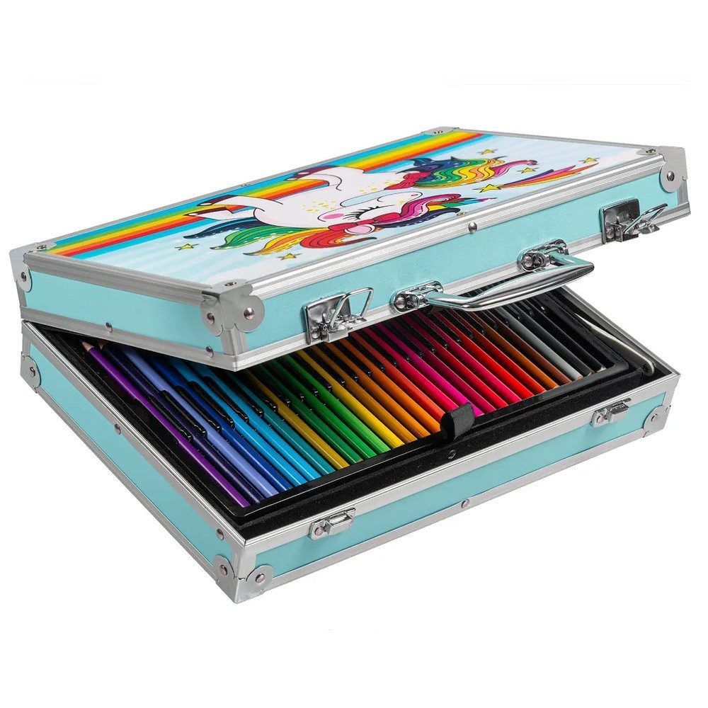 Wisam Kreativset Wisam® 145-teiliger Kunstkoffer Kinder Zeichen- & Malutensilien Blau, (Spar-Set)