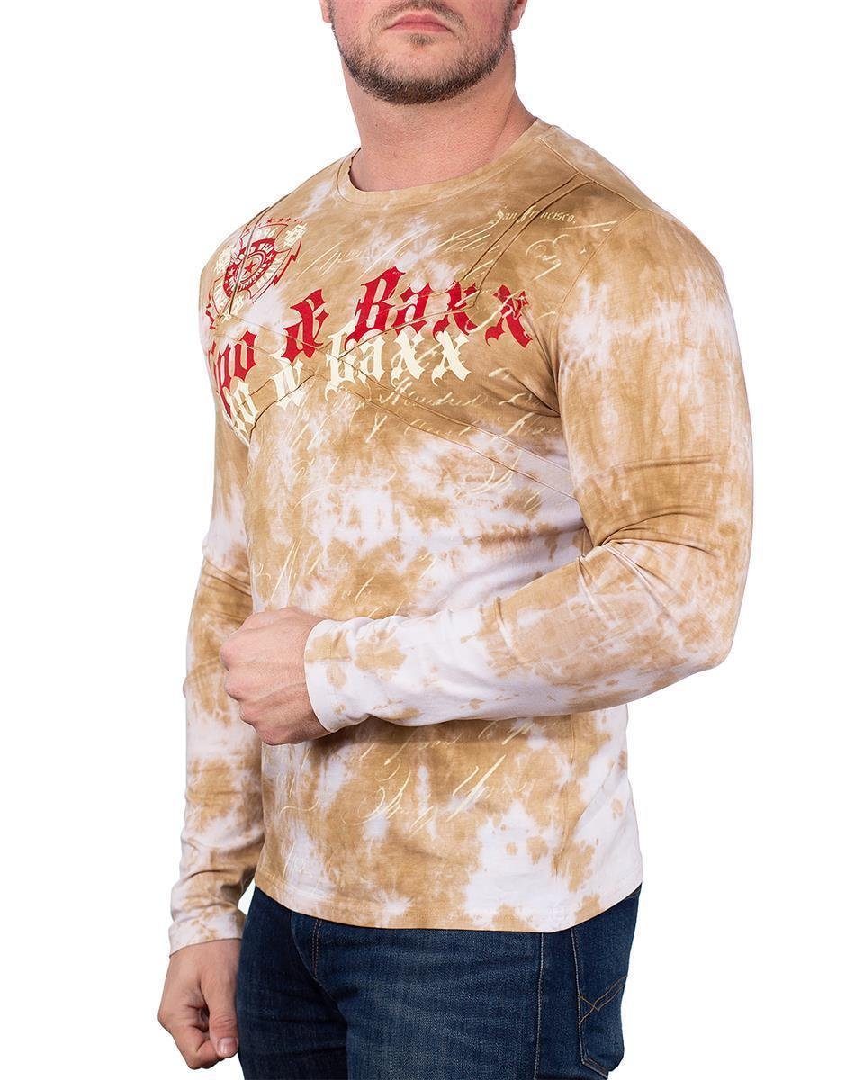 Baxx Markenschriftzug & auf Cipo Brust Herren der gelb Longsleeve Sweatshirt (1-tlg) BA-CL489