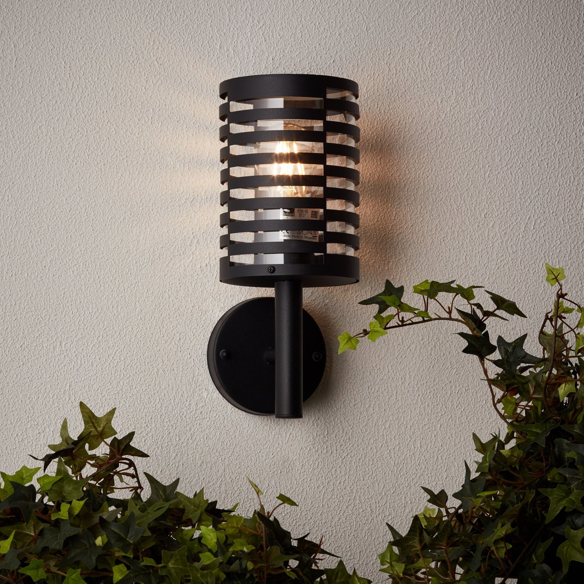 Lightbox Außen-Wandleuchte, ohne Leuchtmittel, Haustürlampe, 31 x 16 x 13  cm, Edelstahl/Kunststoff, matt schwarz