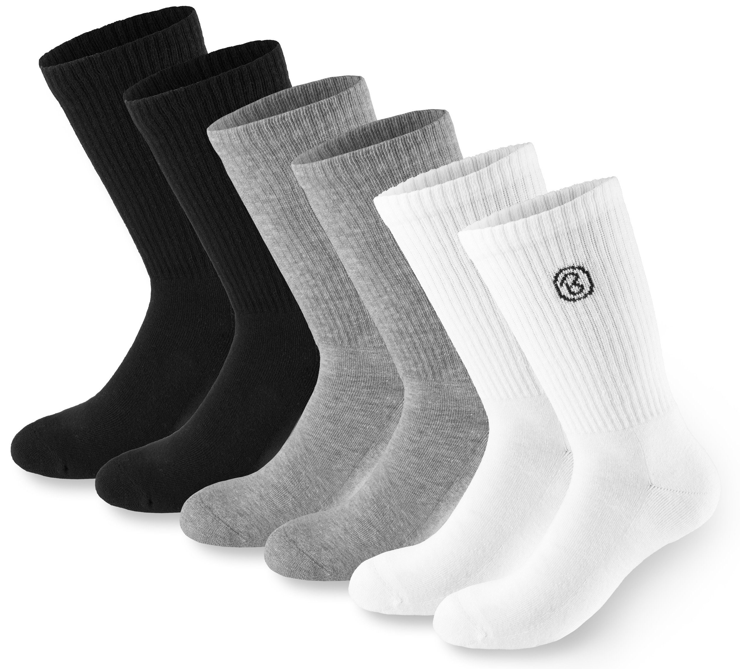 BRUBAKER Tennissocken Lange Sportsocken für Herren und Damen (Set, 6 Paar) Unisex Fitness Socken aus Baumwolle und Polyester - Crew Socks