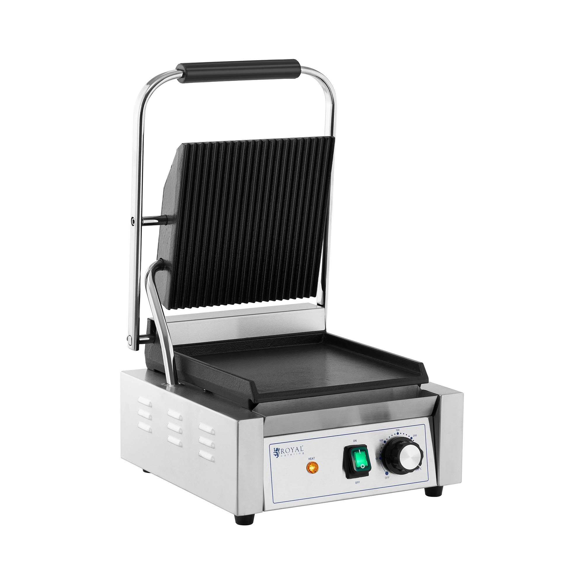 Royal Catering Kontaktgrill Elektrogrill geriffelt / glatt Panini-Kontaktgrill 50 - 300 °C Gastro, 1800 W