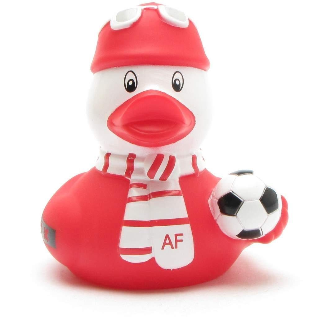 Quietscheente - rot-weiss Duckshop Fußball-Fan Badeente Badespielzeug