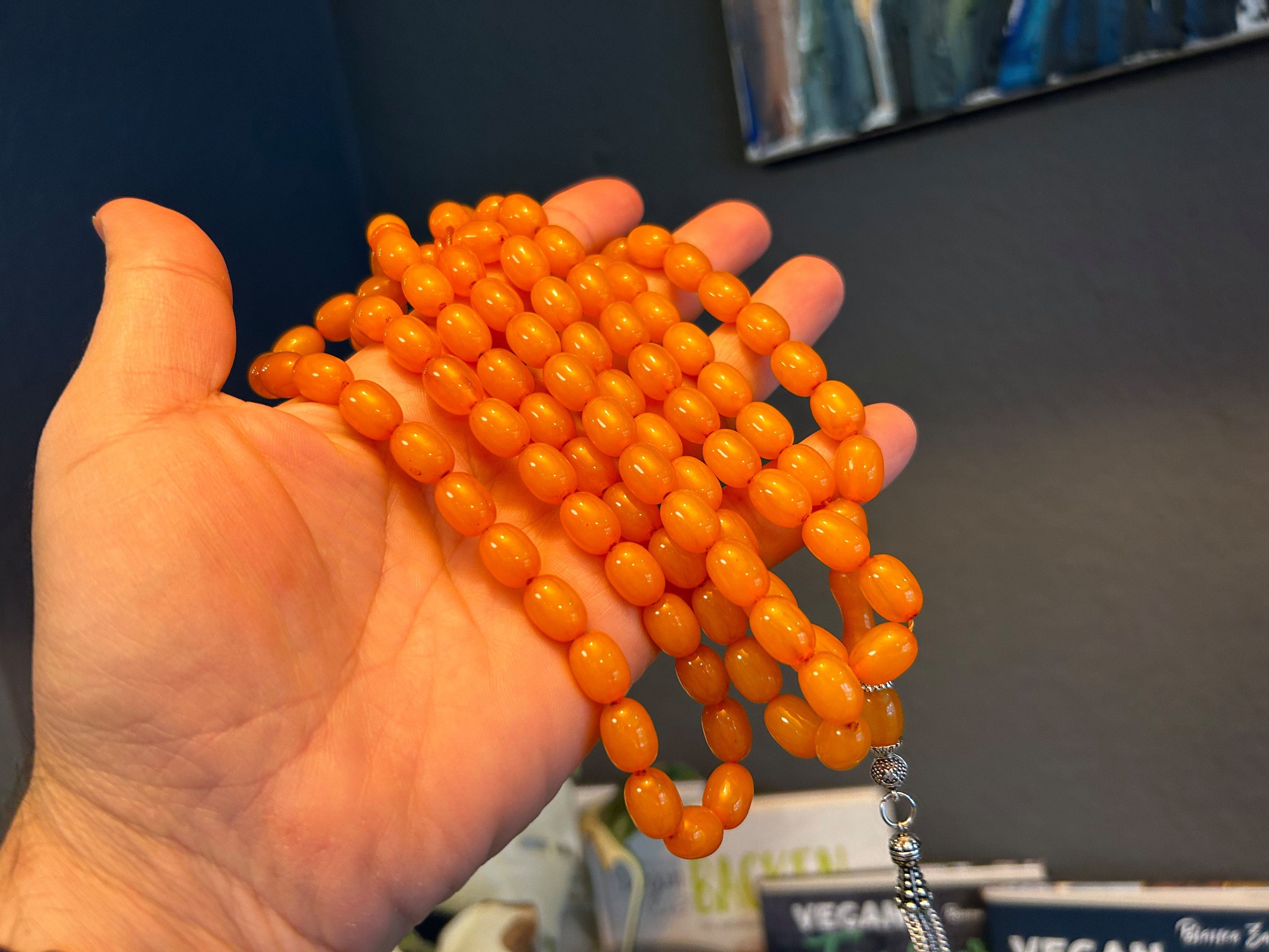 TesbihBid Kettenanhänger 100 Gebetskette Tesbih faturan Misbaha (100-tlg) Amber Prayerbeads Bakalite