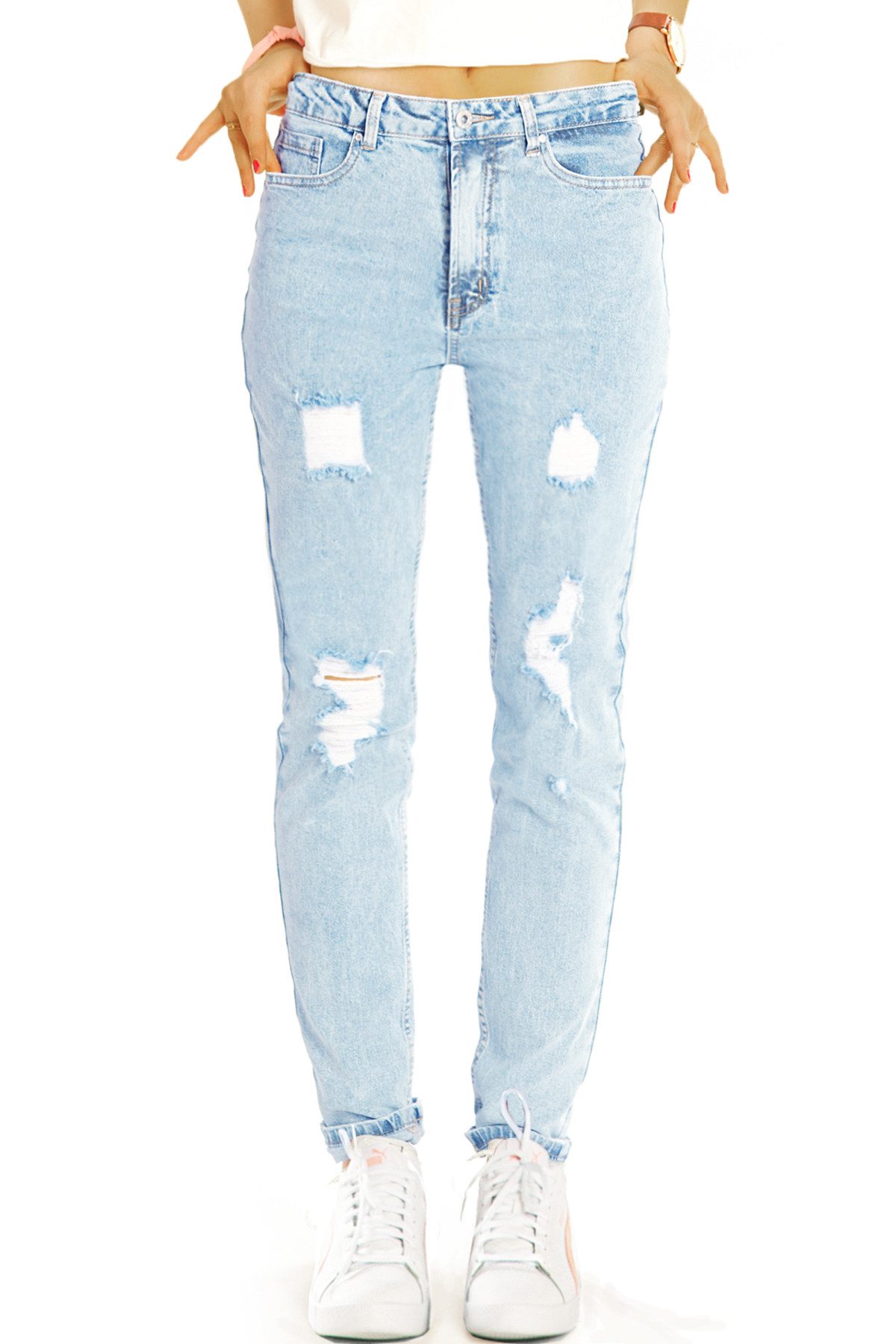 be styled Destroyed-Jeans Zerrissene skinny fit High Waist Jeans destroyed Hose - Damen - j26k-1 High Waist