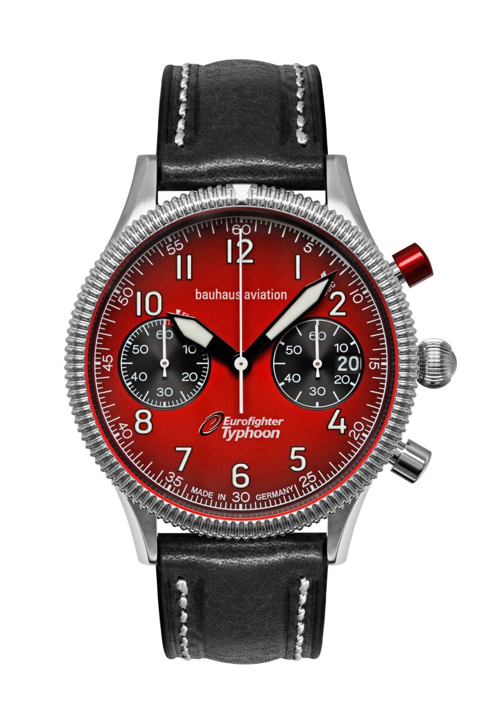 bauhaus Chronograph Herrenuhr bauhaus Aviation Quarz Chronograph mit Lederarmband