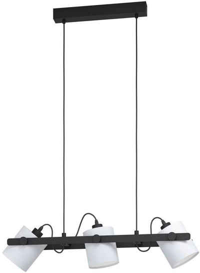 EGLO Hängeleuchte »HORNWOOD 1«, schwarz / L78 x H110 x B19,5 cm / exkl. 3 x E27 (je max. 28W) / Deckenlampe - Stoff Lampenschirme schwenkbar - Lampe - Pendellampe - Hängelampe - Esstischlampe - Esstisch - Holz - Wohnzimmerlampe