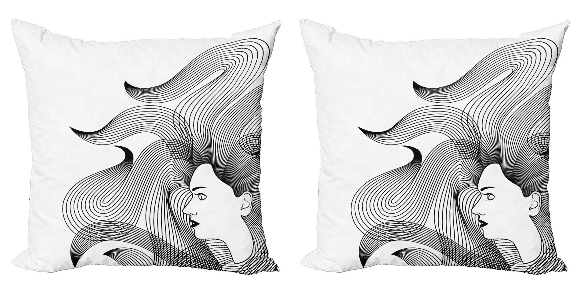 Kissenbezüge Modern Accent Doppelseitiger Digitaldruck, Abakuhaus (2 Stück), Abstrakte Frauen Lange gestreiftes Haar