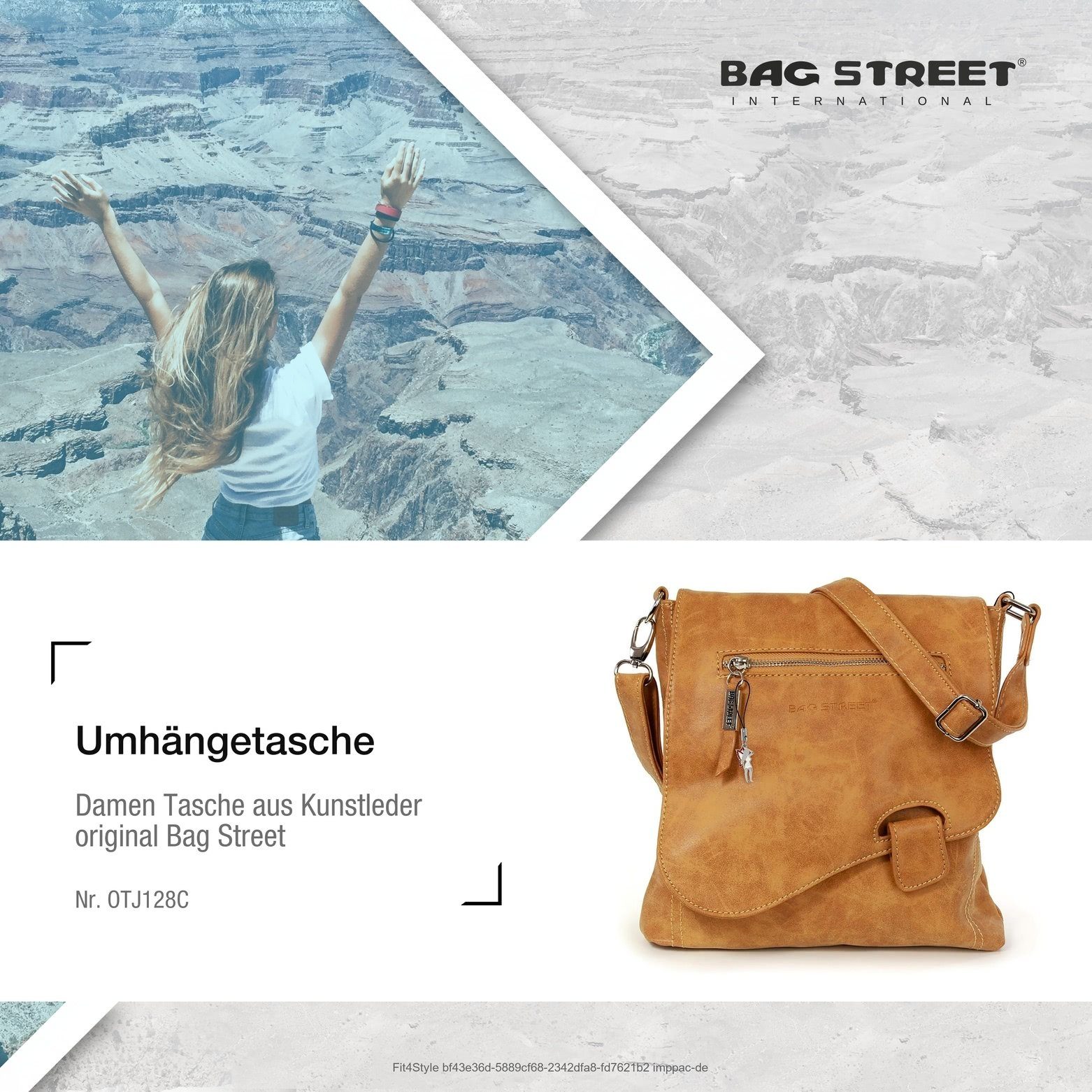 BAG STREET Umhängetasche Bag Street Schultertasche Damenhandtasche cognac, Kunstleder, Umhängetasche (Umhängetasche), 26cm braun x Umhängetasche, ca. ca