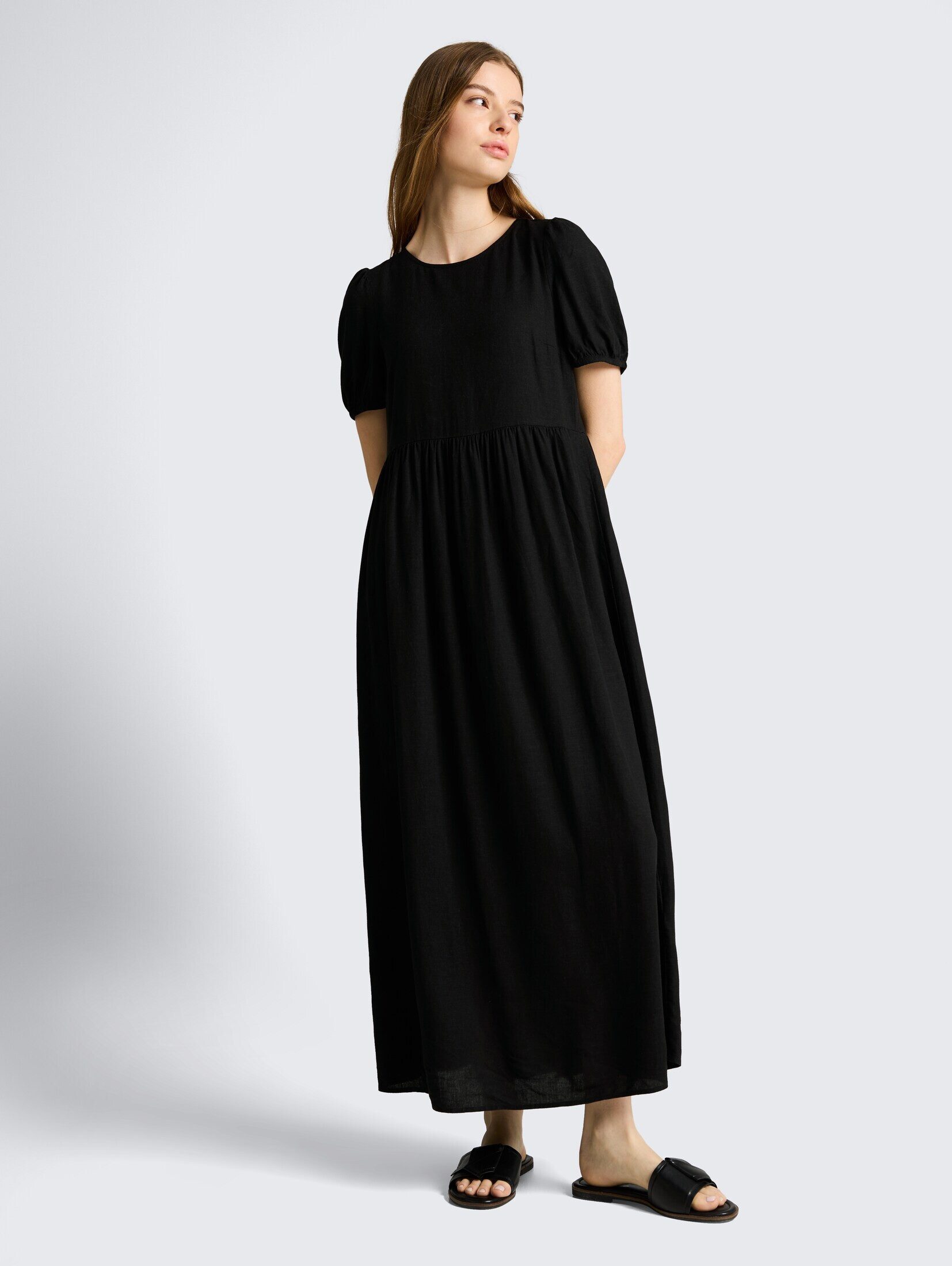 TOM TAILOR Denim Midikleid Kleider & Jumpsuits Midi-Kleid mit Leinenanteil