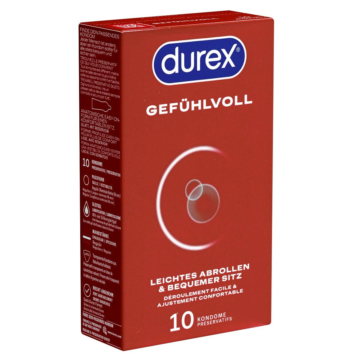 durex Gefühlvoll Packung mit, 10 St., für leichtes abrollen mit Easy-On ...