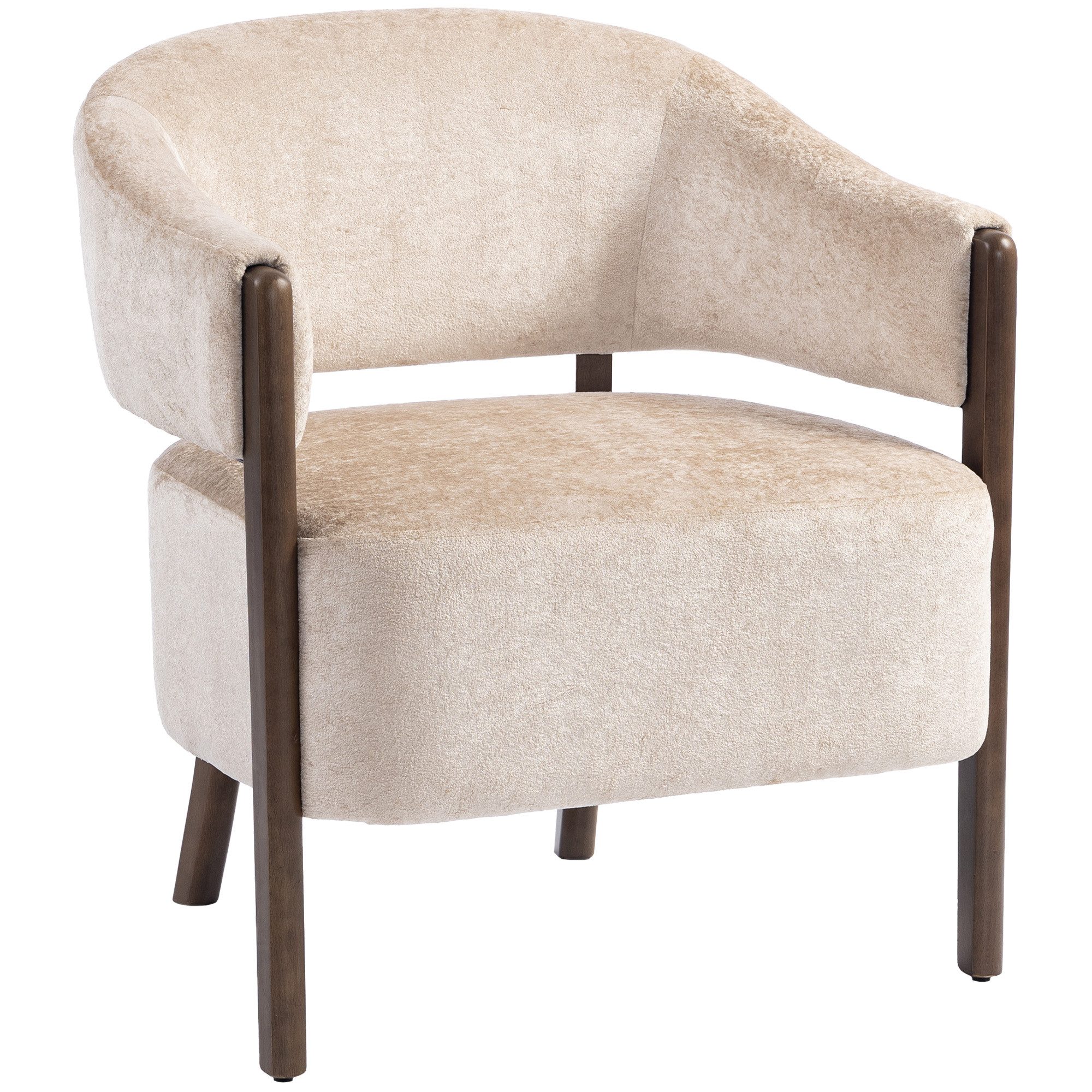 HOMCOM Relaxsessel Bequemer Chenille-Polstersessel (Schminkstuhl, 1-St., Armlehnstuhl), Eleganter Chenille-Stoff, Massivholzbeine