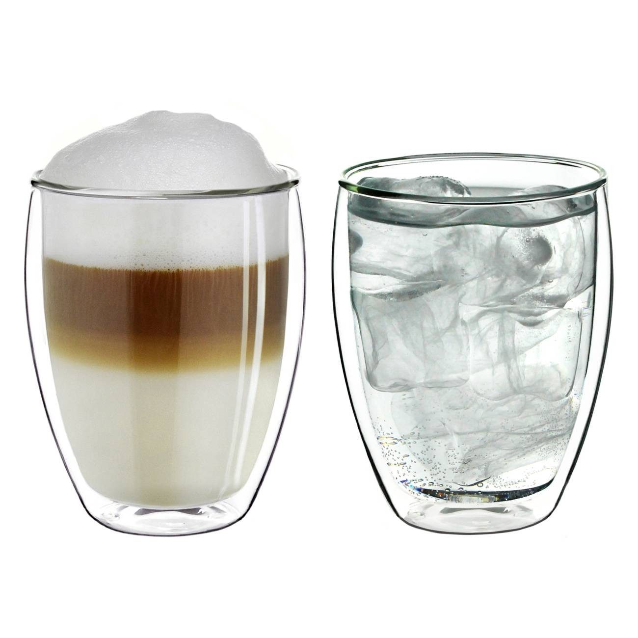 Creano Teeglas Doppelwandiges XXL Glas 400ml, Extra groß aus Borosilikatglas, 2er Set