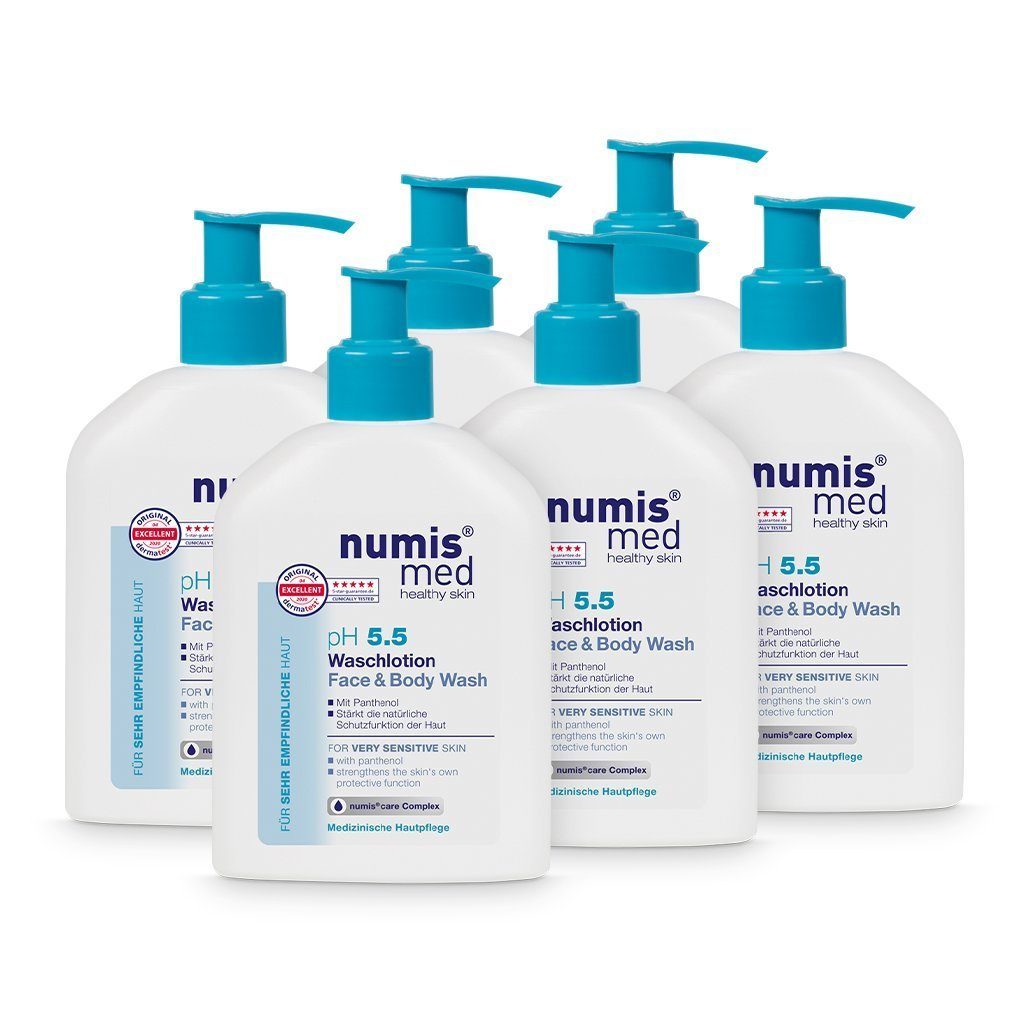 Gesichtsreinigungsgel Waschlotion ph 5.5 für empfindliche Haut - Körperlotion 6x 200 ml