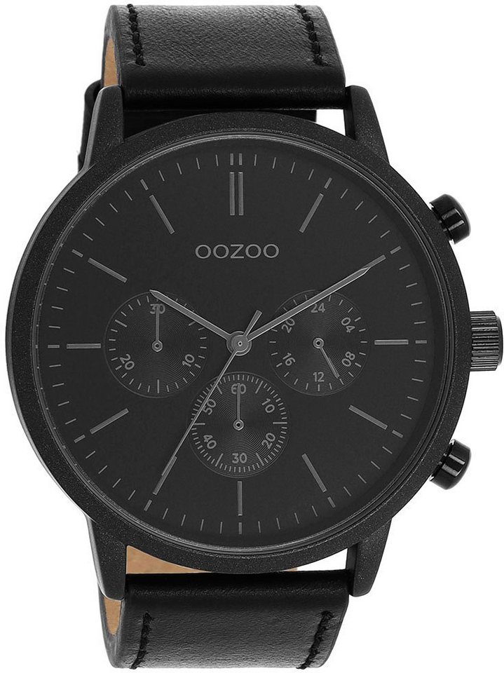 OOZOO Quarzuhr C11203, Gehäuse aus Metall, schwarz IP-beschichet, Ø ca. 50  mm