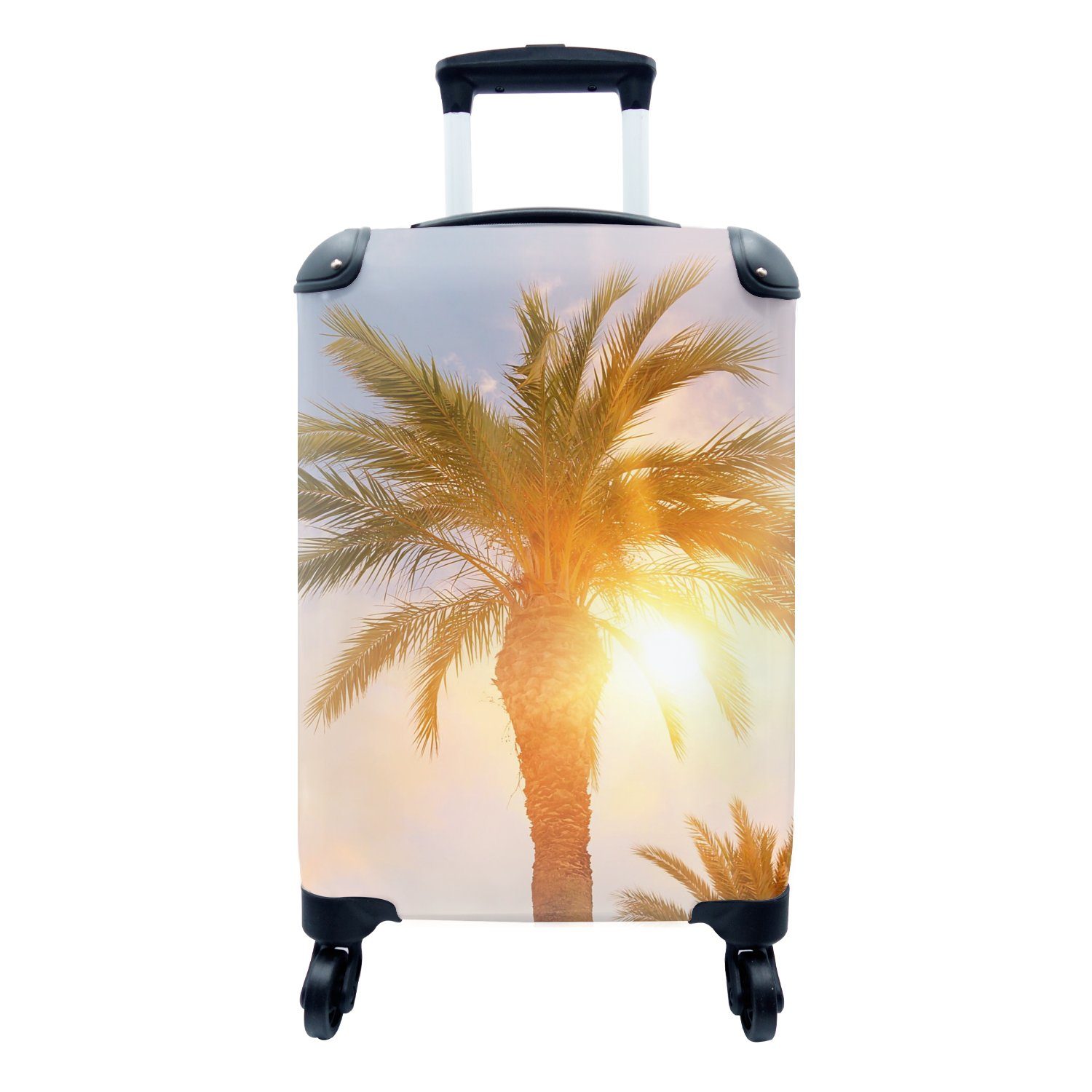 MuchoWow Handgepäckkoffer Palme - Sommer - Sonne - Tropisch, 4 Rollen, Reisetasche mit rollen, Handgepäck für Ferien, Trolley, Reisekoffer