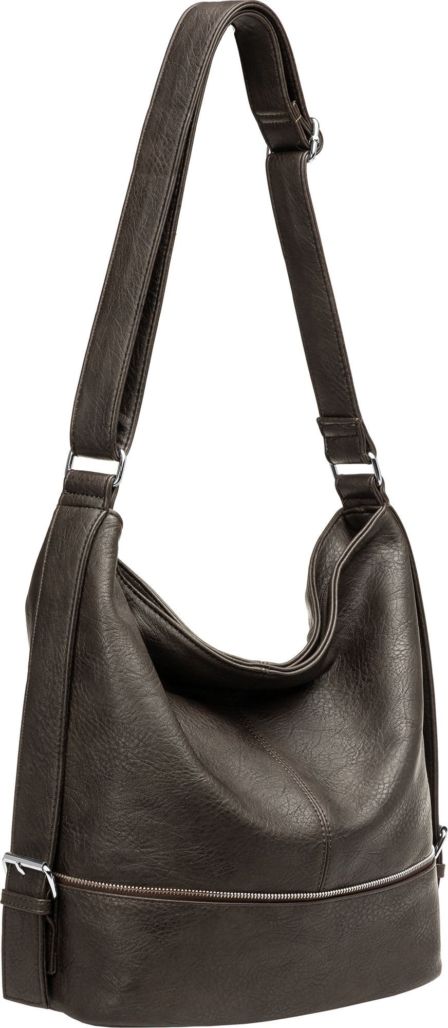 Caspar Schultertasche TS732 große Damen XL Umhängetasche dunkelbraun