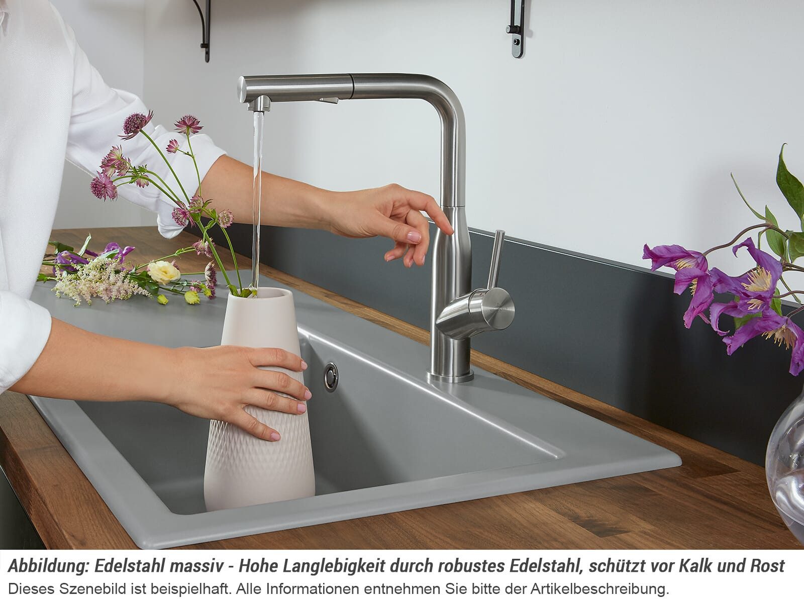 Villeroy & Boch Küchenarmatur (1-St) 928500LC, keramische Dichtungen, mit Ausziehbrause