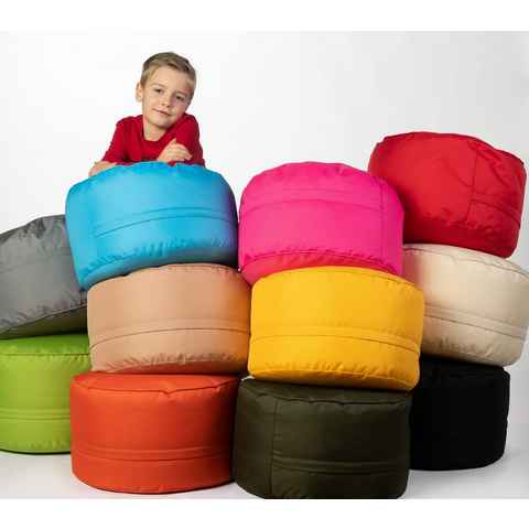 sunnypillow Sitzsack Runder Sitzpouf mit abnehmbarem Bezug, Sitzsack - Hocker rund 25 x 45 cm weiß