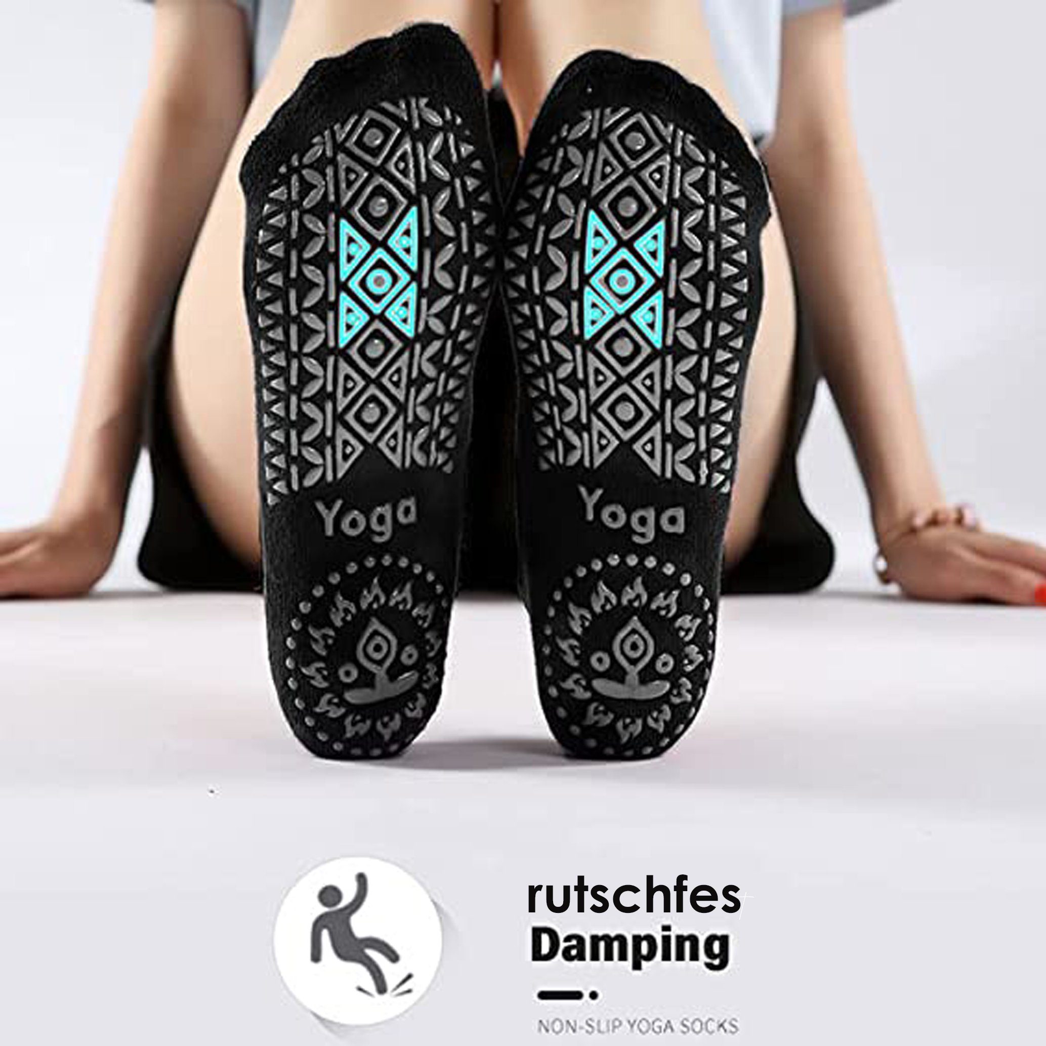 GOLDEN für Damen Griffen Sportsocken Ballet Socken Pilates mit rutschfeste schwarz Tanz Yoga