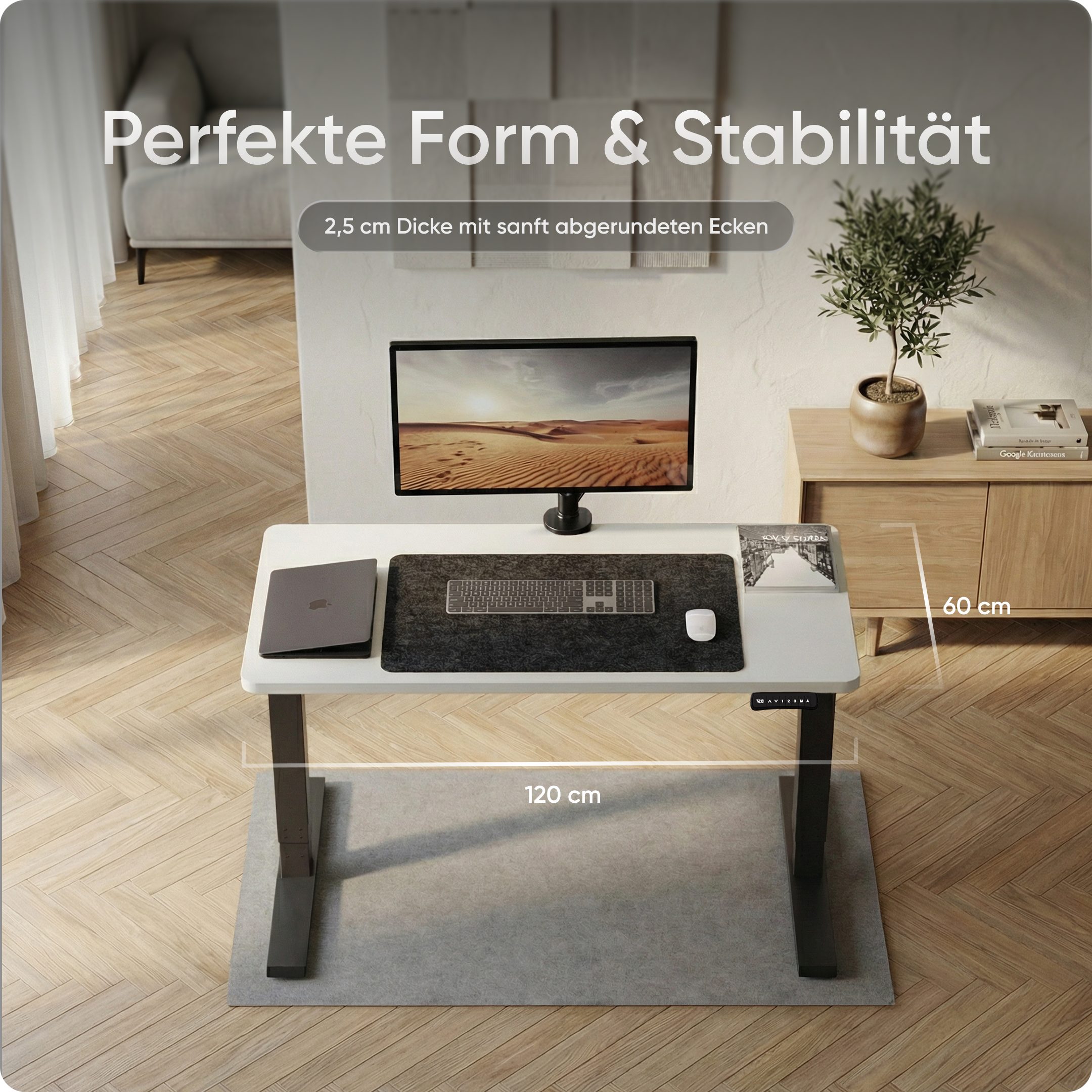 DESKSPACE Tischplatte Massive Tischplatte 25 mm – robust, wasserfest, pflegeleicht, 25 mm dick, melaminbeschichtet, wasserfest und montagefreundlich