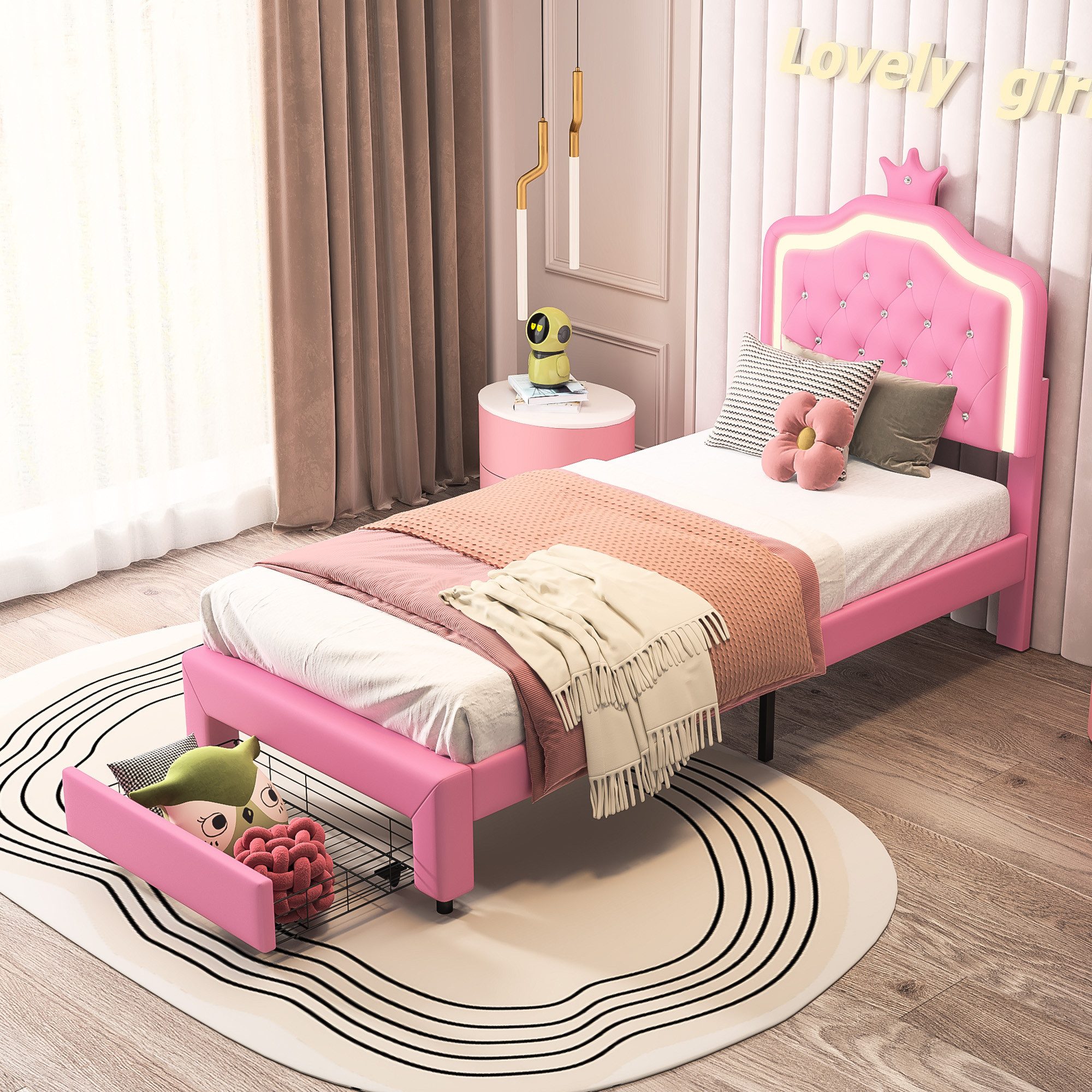 Furnishings Home Kinderbett Polsterbett Prinzessinnenbett Kronen günstig online kaufen