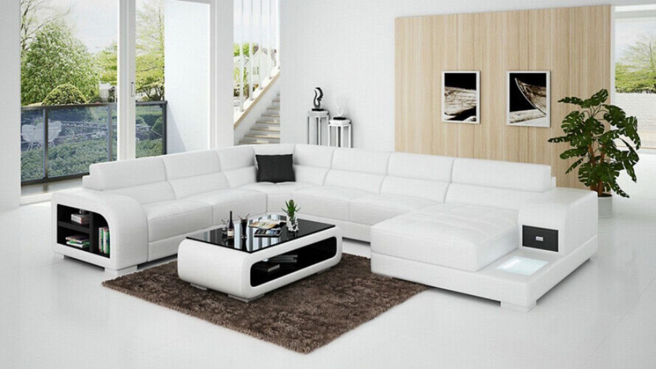 JVmoebel Ecksofa Ledersofa Couch Wohnlandschaft Ecksofa Eck Garnitur Design Modern Sofa | Ecksofas