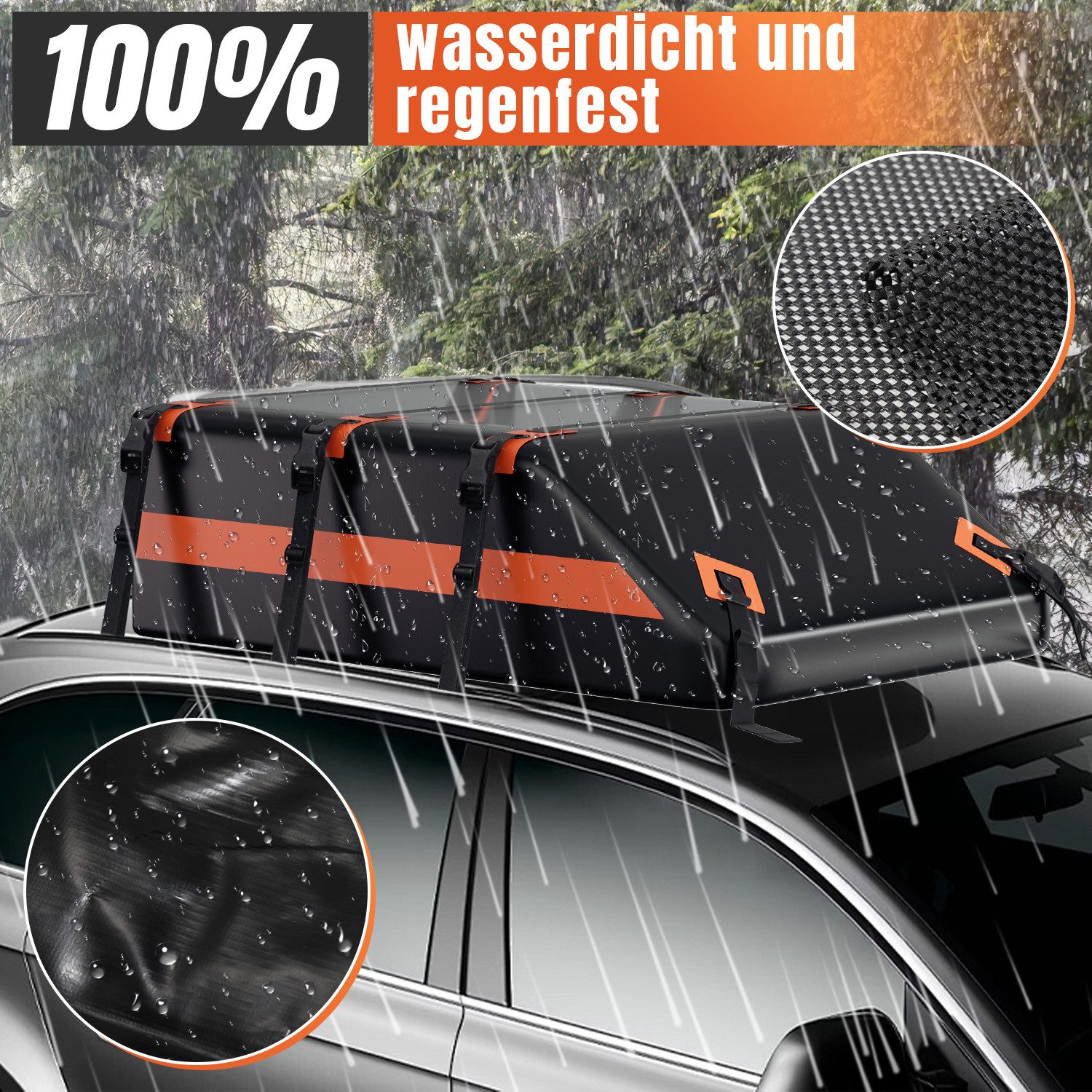 Clanmacy Dachbox Dachbox Auto Dachbox 550L Dachkoffer Schwarz Gepäckbox Abschließbar