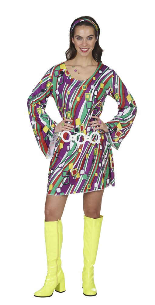 andrea-moden Kostüm Hippie Retro Kleid 'Felicity' für Damen, Lila Bun