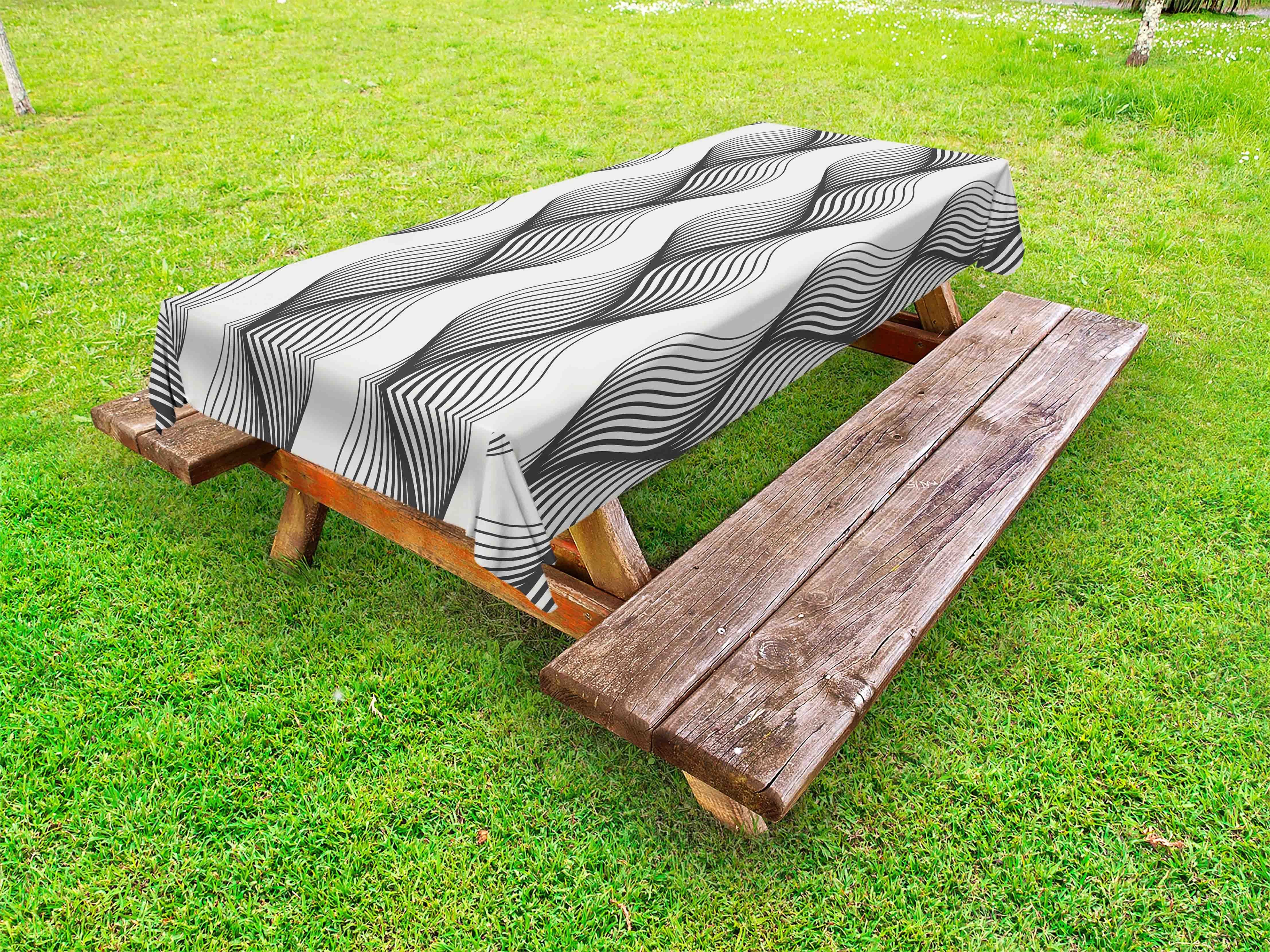Abakuhaus Tischdecke dekorative waschbare Picknick-Tischdecke, Abstrakt Vertical Waves Stripes