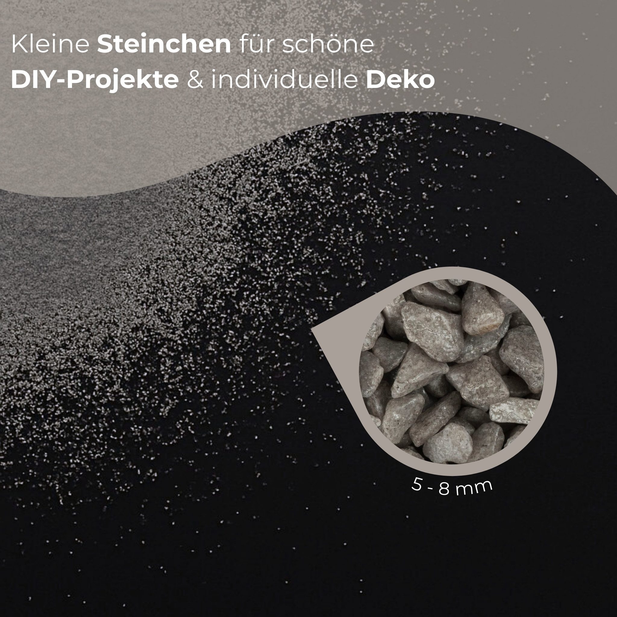 matches21 HOME & HOBBY Deko-Granulate Deko-Steine 5 KG grau Ø 5-8 mm Vasen Glas-Füllung Streudeko, (1 St), Farbiges Deko-Granulat als bunte Tischdeko Hochzeitsdeko