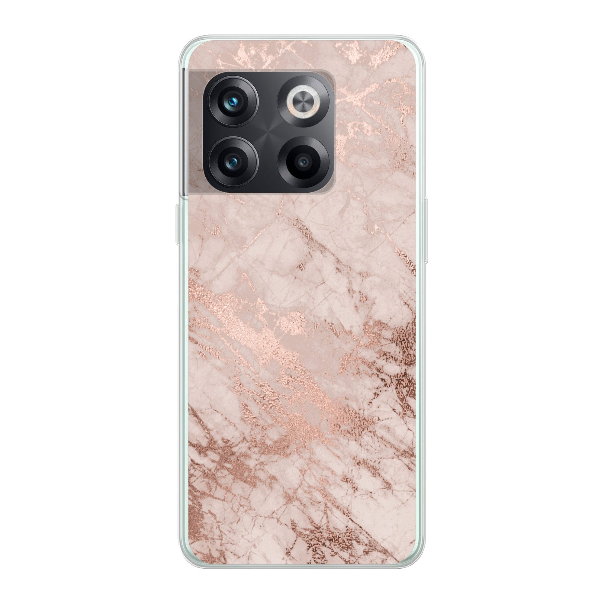 MuchoWow Handyhülle für OnePlus 10T Marmor - Rosa - Luxus - Marmoroptik - Glitzer - Design, Phone Case, Silikon, Schutzhülle Dünn