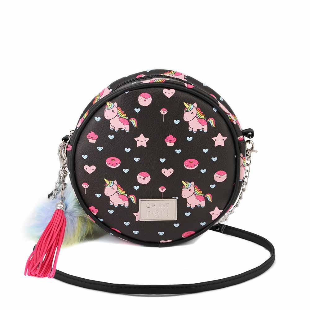 Schultertasche Popnicorn Kleine runde Umhängetasche Messanger Bag