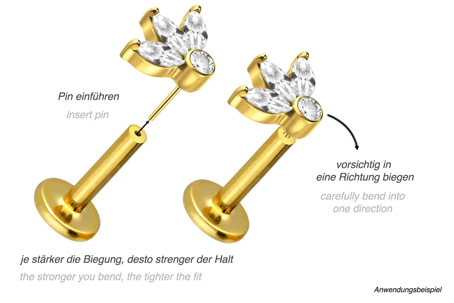 PIERCINGLINE Piercing-Set Titan Labret mit Push Fit LOTUSBLÜTE (Labrets, 1- günstig online kaufen