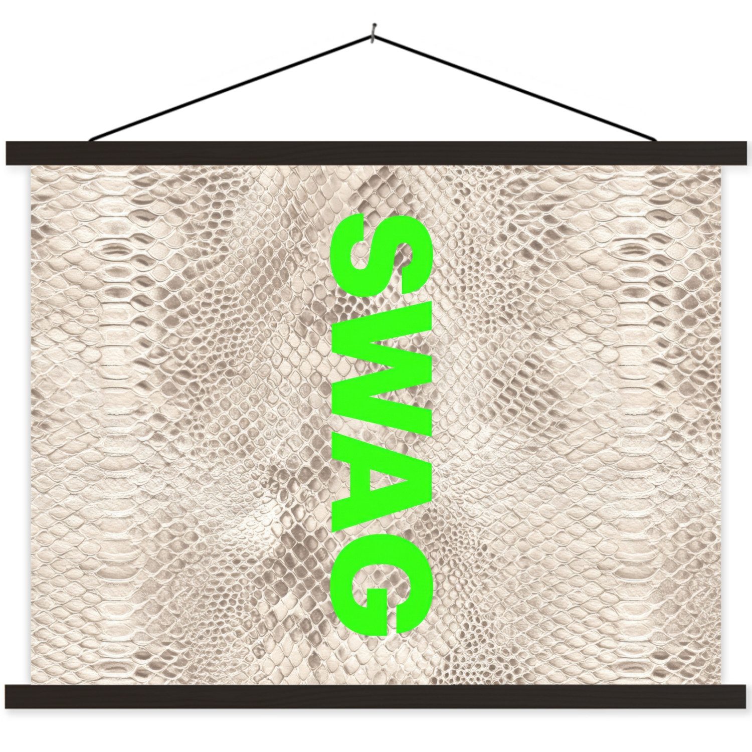 MuchoWow Poster Schlangendruck - SWAG - Neon - Grün, (1 St), Magnetische Posterleiste, Holzleisten, Textilposter, 40x30 cm