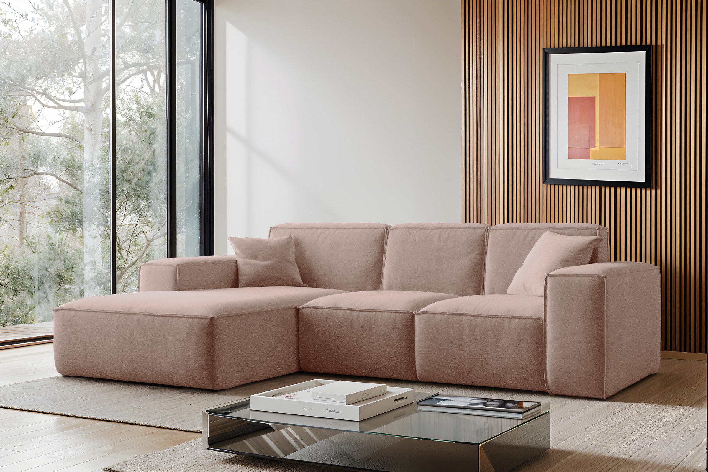 Kaiser Möbel Ecksofa Eckcouch SIENA L-Form, Stoff Poso/Salvador/Maloy/Artico/Velo, Einzelsofa, Bequem, originelles Design, praktisch, viele Farben