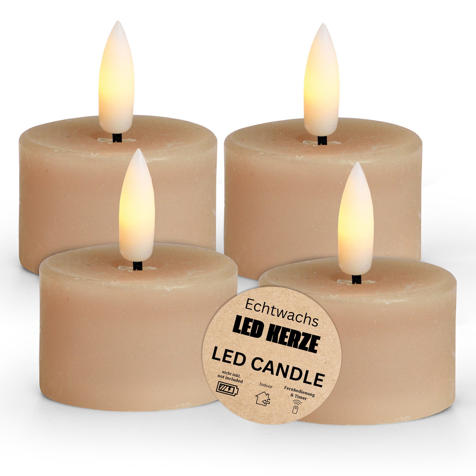 matches21 HOME & HOBBY LED-Kerze LED Teelichter 4er Set Wachs, Flamme flack günstig online kaufen
