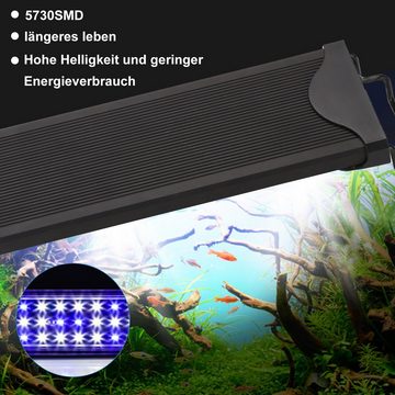 Clanmacy LED Aquariumleuchte 12W LED Aquarium 30-50CM Beleuchtung Weiß+Blau Classic Fisch Tank Aufsetzleuchte, 30-50cm