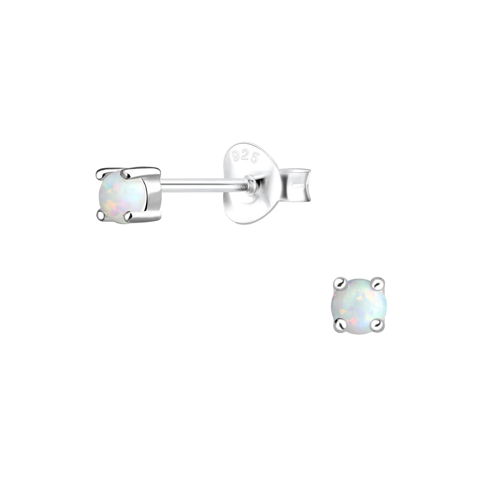 Monkimau Ohrring-Set 3mm Opal Ohrringe 925 Silber, Hypoallergen