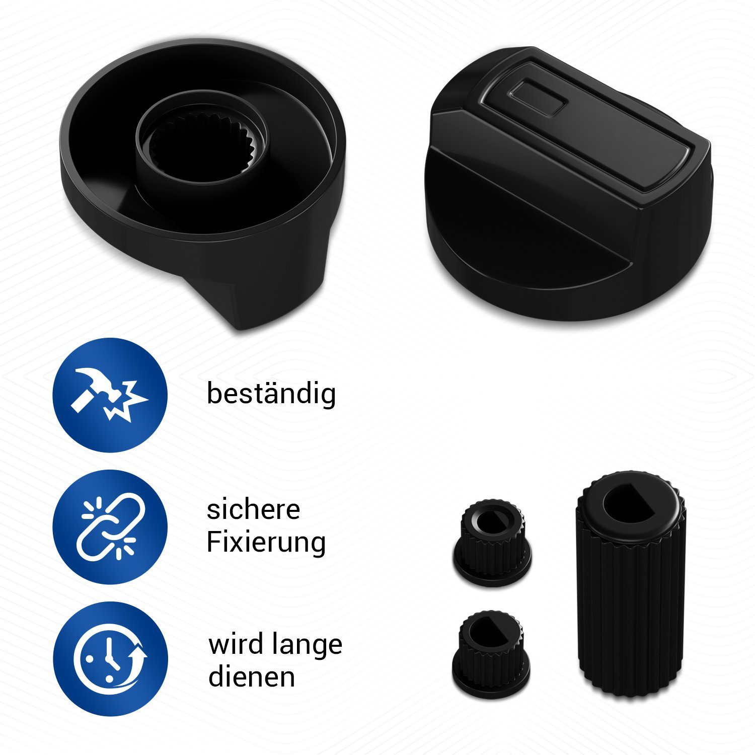 VIOKS Kochfeld-Adapter Knebelset universal, 38mmØ schwarz 16-teilig für Kochfeld alle Marken