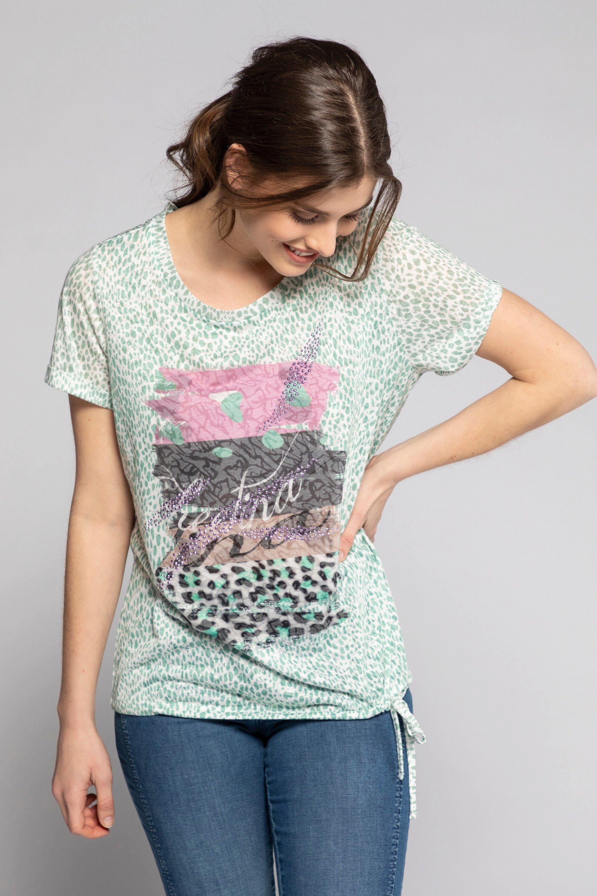Gina Laura Rundhalsshirt T-Shirt Animal Rundhals Halbarm Ausbrennerjersey