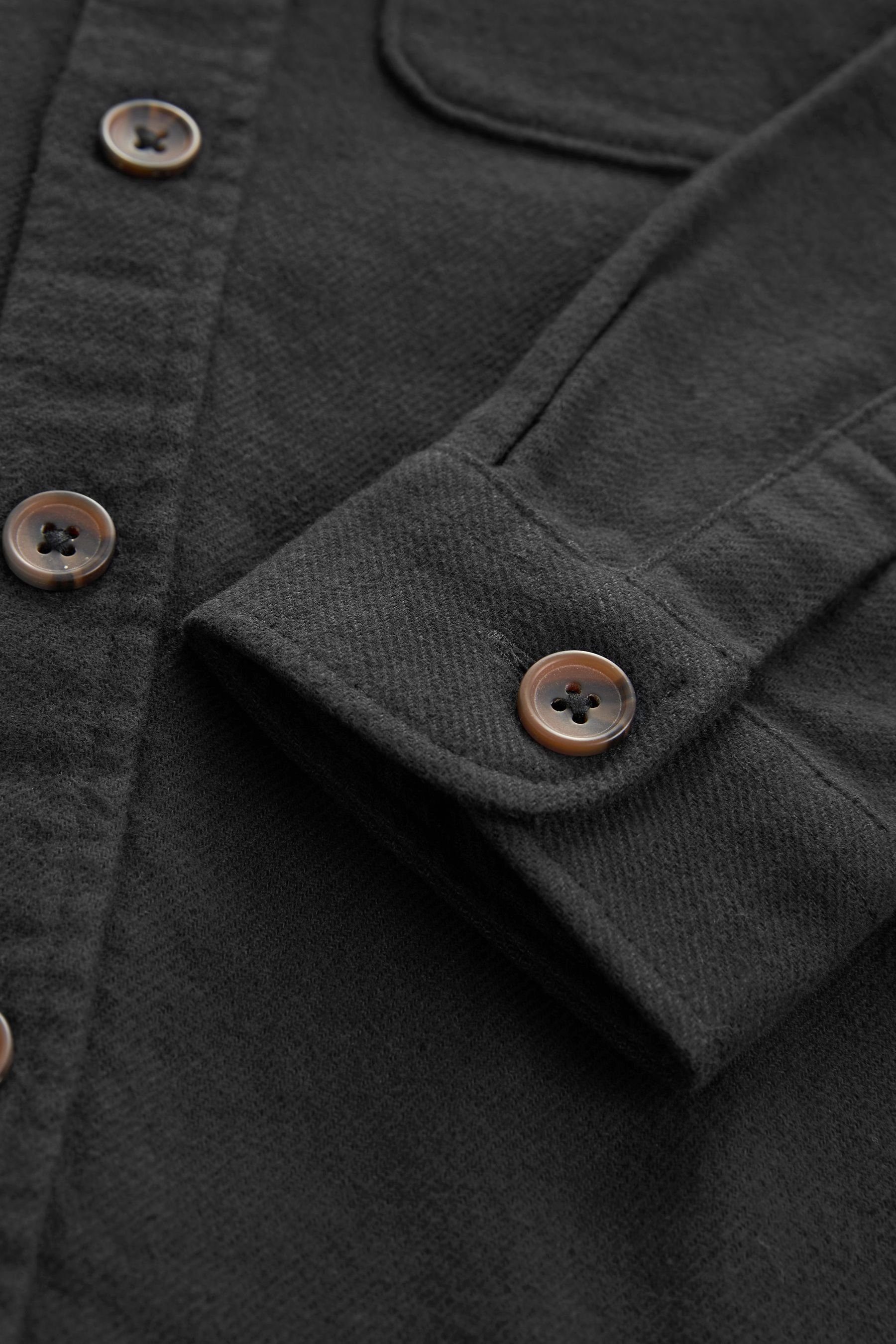 Next (1-tlg) Black Twill-Hemdjacke Outdoorhemd