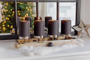 EDZARD Adventskranz Lille, Adventsleuchter, Weihnachtsdeko für 4 Kerzen á Ø 6 cm, in Silber-Optik