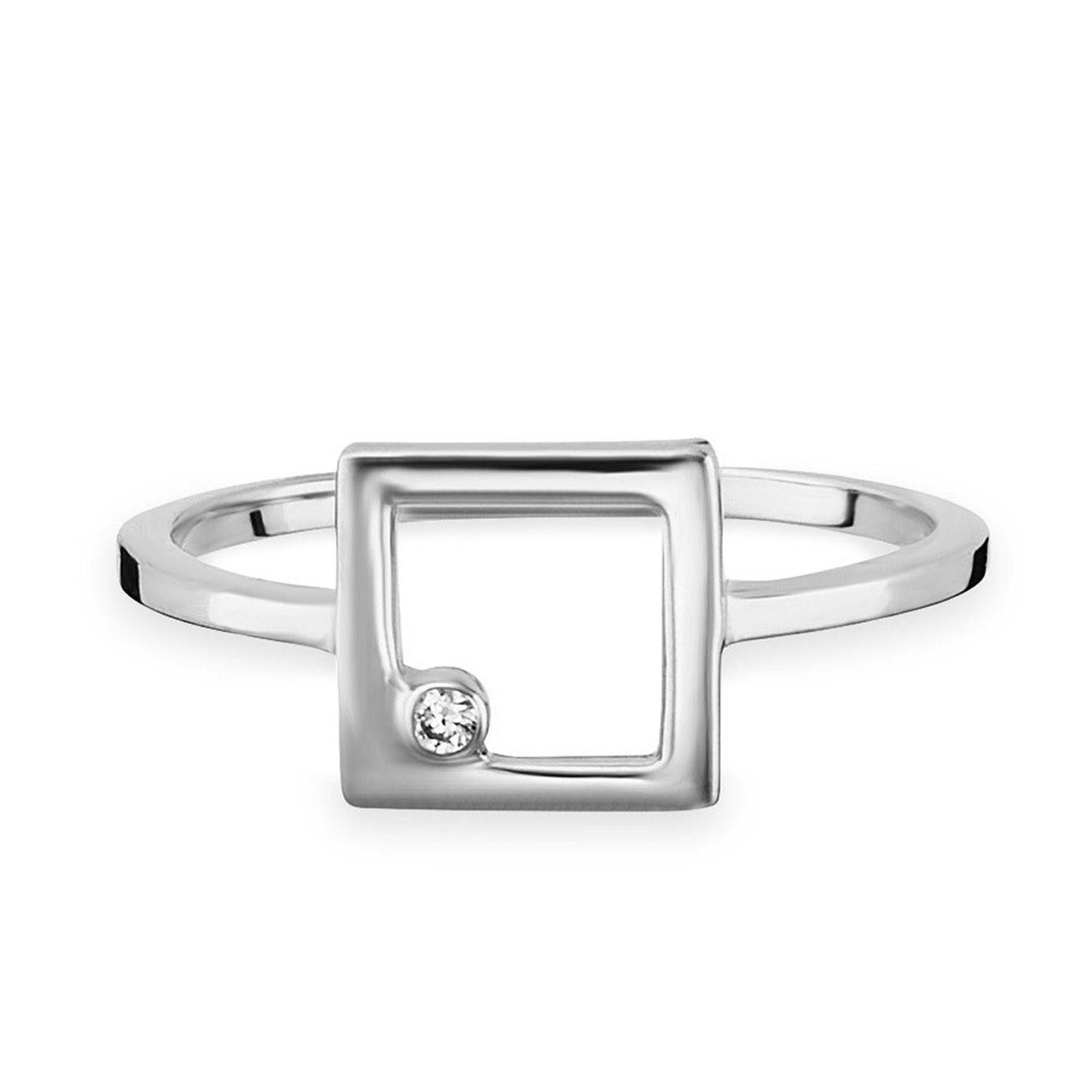 CAÏ Fingerring 925 Sterling Silber rhodiniert Zirkonia Viereck