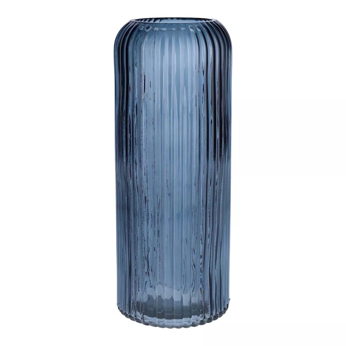 INNA-Glas Dekovase Dekovase ALBURGIS mit Rillen, Glas, blau-klar, 25cm, Ø10cm